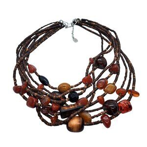U and I necklace coconut shell beads agate acrylic